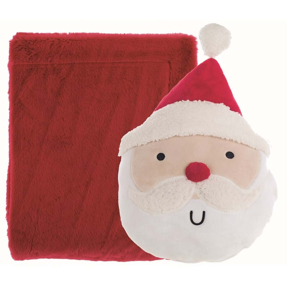 Plaid in pile rosso in Babbo Natale Bag, 130x160cm. Blanc Mariclò