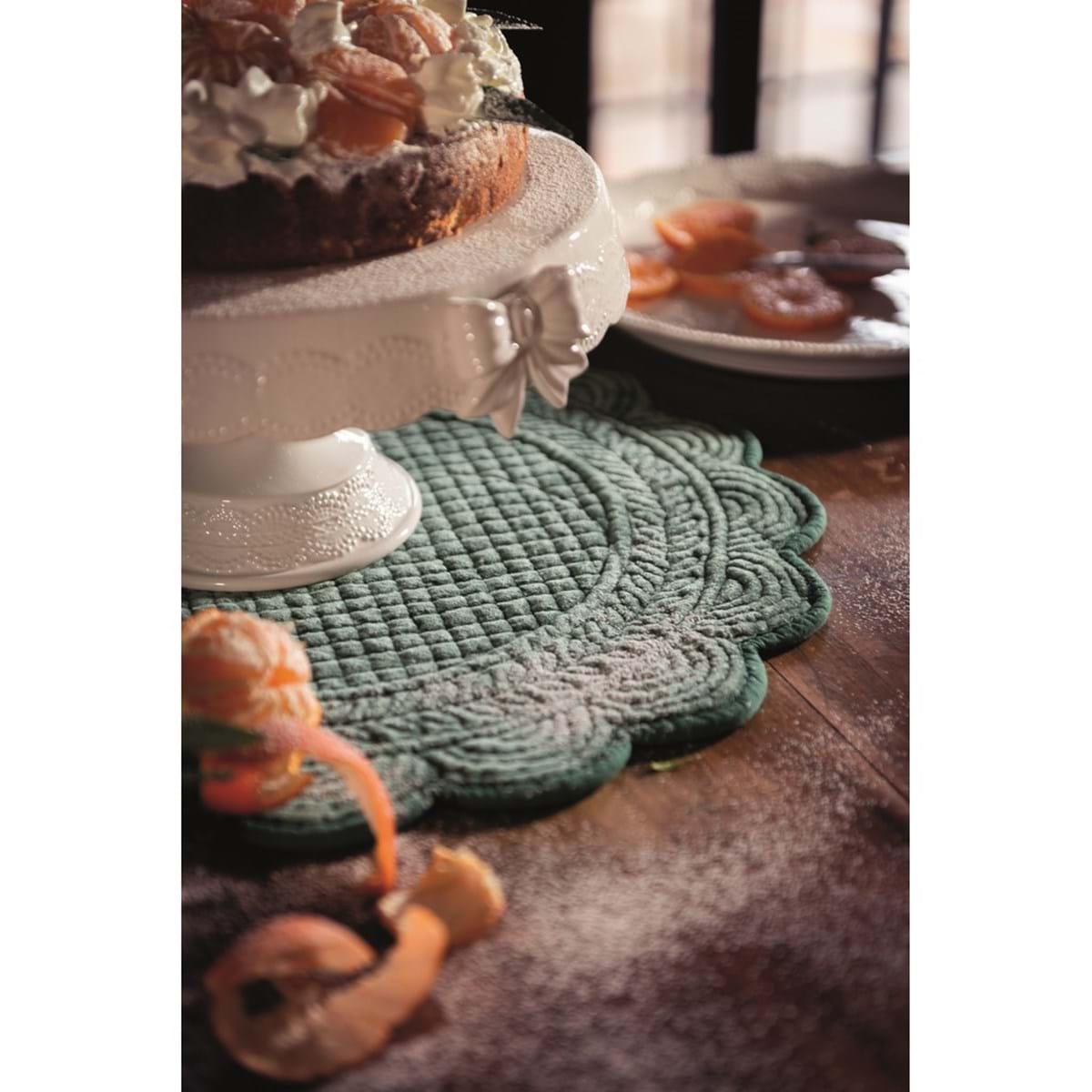 Centrotavola in ceramica bianca decoro fiocco Linea Sentimento. Blanc Mariclò