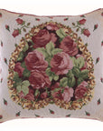 Cuscino quadrato gobelin cuore e rose. Blanc Mariclo