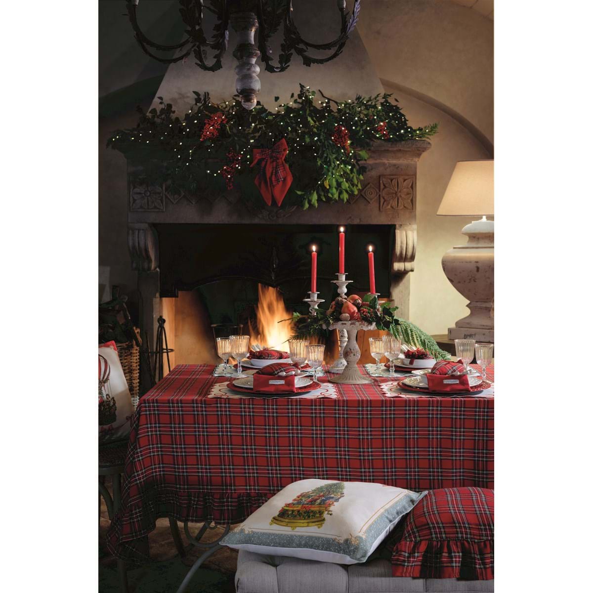 Set presina e 2 canovacci tartan, linea Tartan. Blanc Mariclò