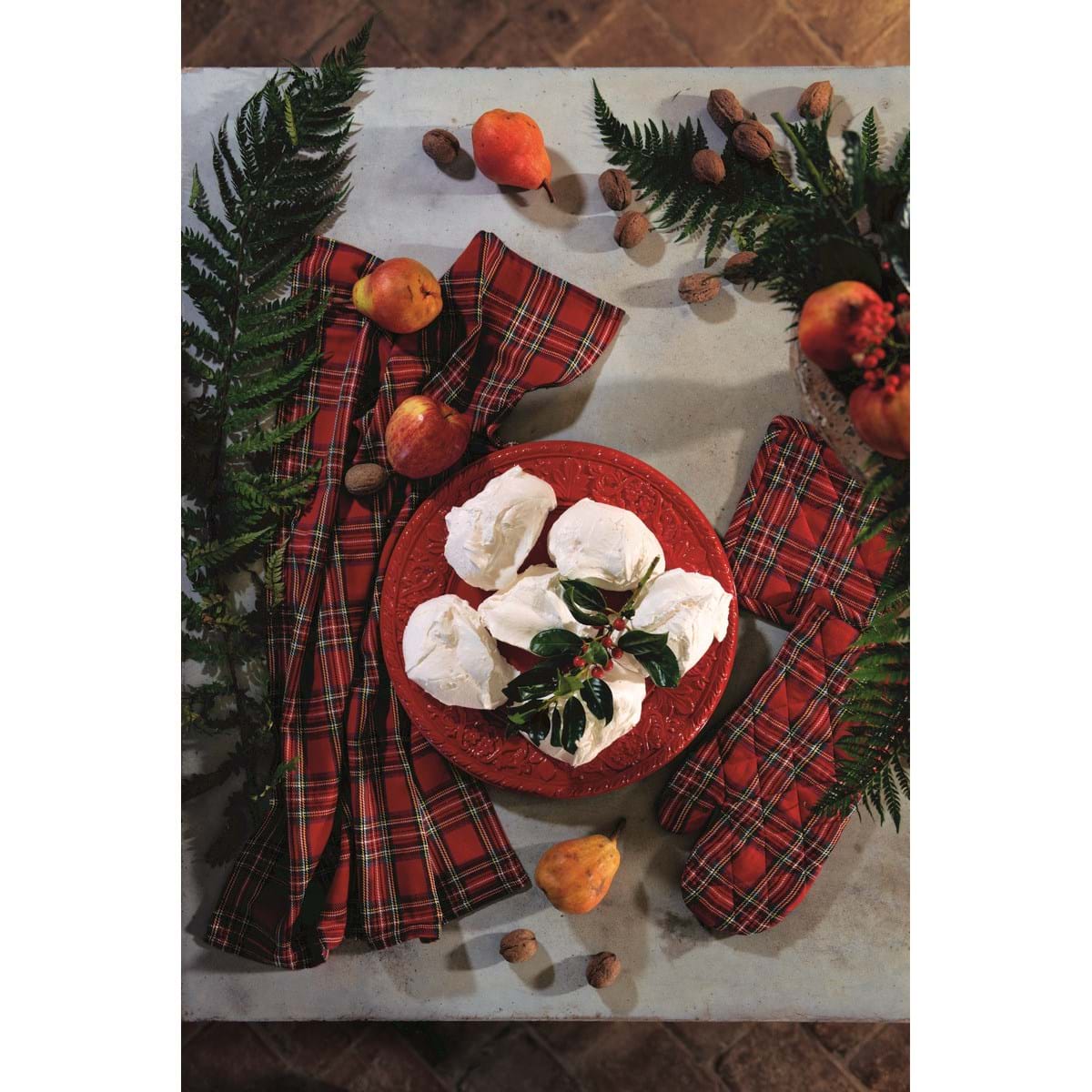 Set canovaccio tartan e mestolo legno, linea Tartan. Blanc Mariclò