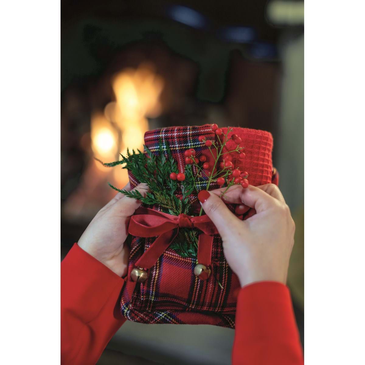 Set presina e 2 canovacci tartan, linea Tartan. Blanc Mariclò