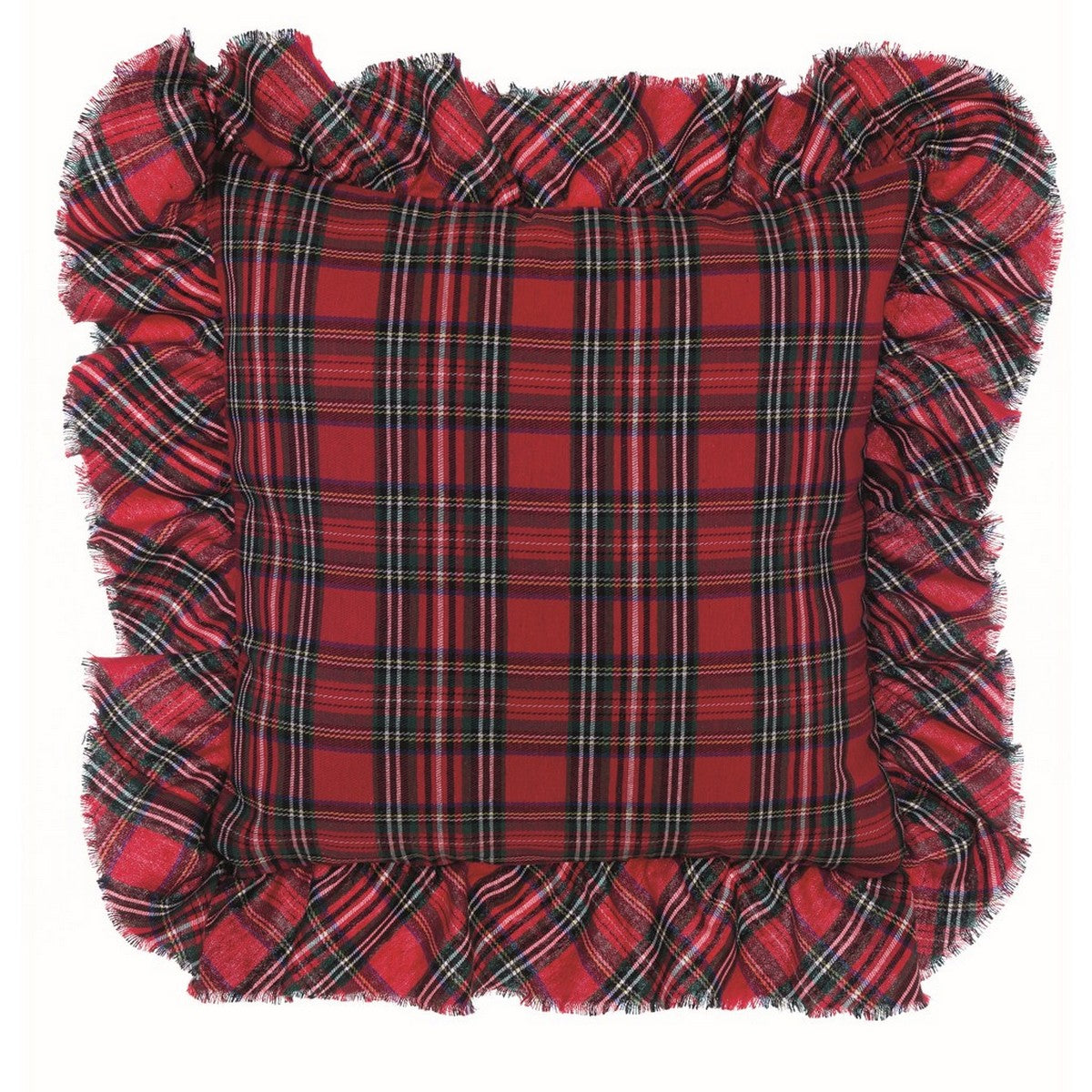Cuscino quadrato con gala, linea Tartan. Blanc Mariclò