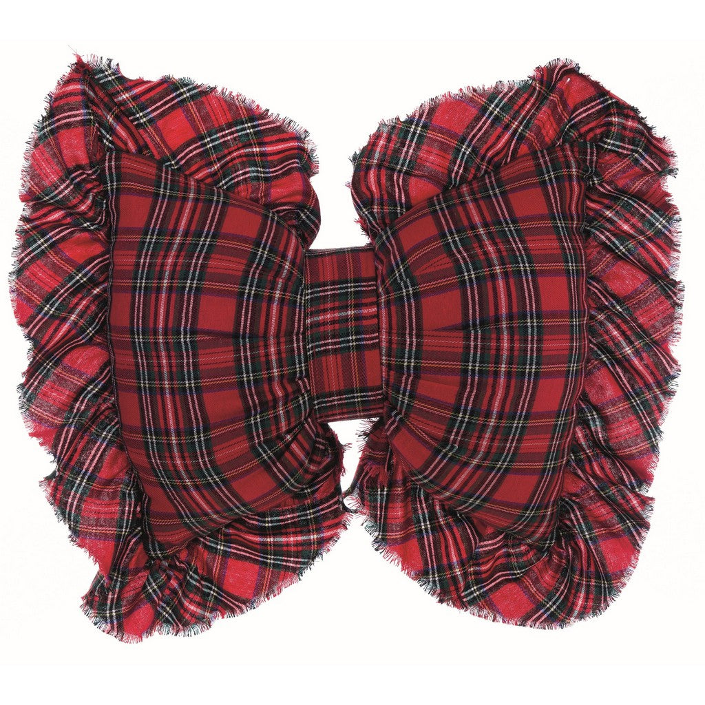 Cuscino fiocco con gala, linea Tartan. Blanc Mariclò