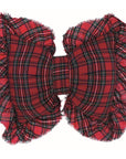 Cuscino fiocco con gala, linea Tartan. Blanc Mariclò