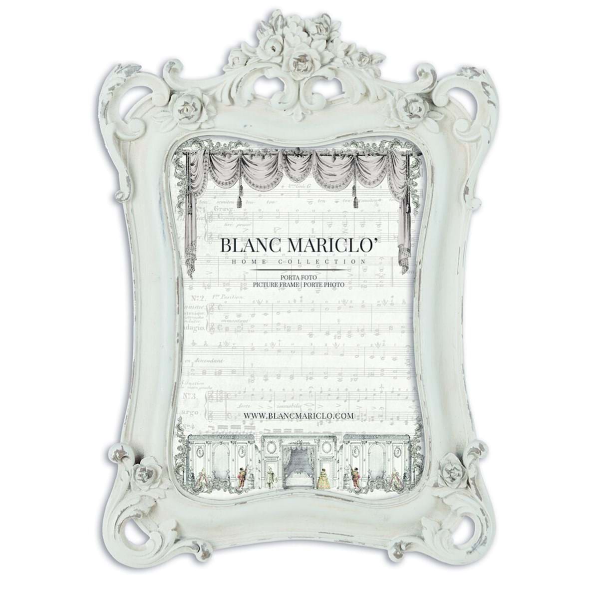 Portafoto grande con fiori e ornamenti barocchi. Blanc Mariclò
