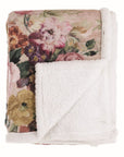 Plaid sherpa con stampa floreale, interno pelliccia sintetica bianca. Blanc Mariclò