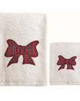 Coppia spugna bianca con fiocco in tartan. Blanc Mariclò