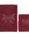 Coppia spugna rossa con fiocco in tartan. Blanc Mariclò