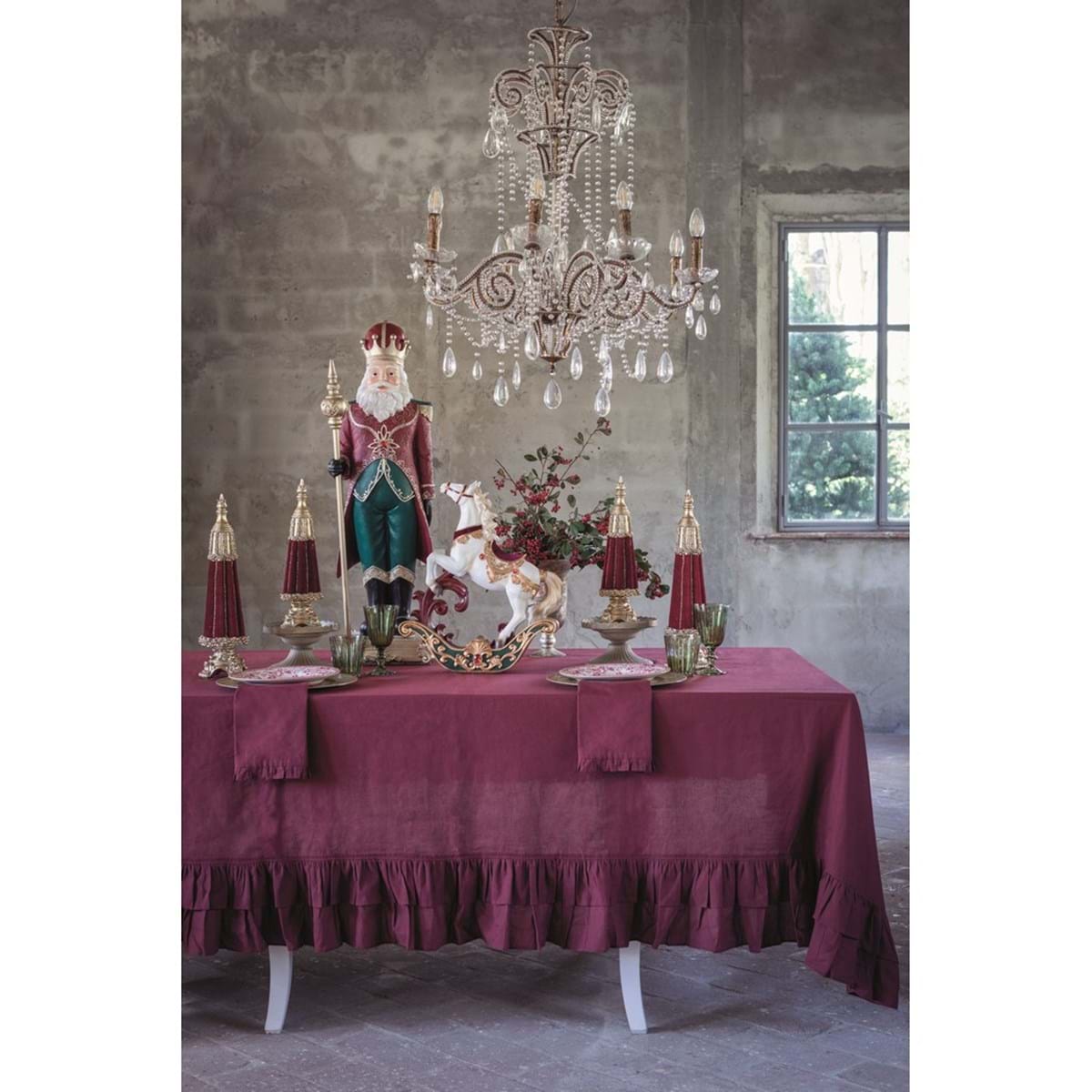 Decoro cavallo, misura piccola, con inserti in velluto, in resina. Blanc Mariclò