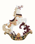 Decoro cavallo, misura piccola, con inserti in velluto, in resina. Blanc Mariclò