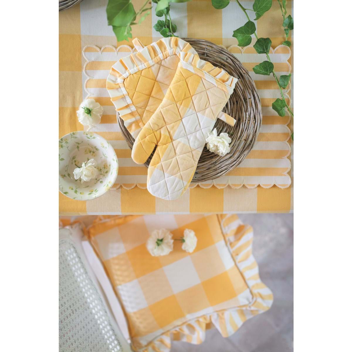 Tovaglia a quadri con gala, 170x260 cm. Blanc Mariclò