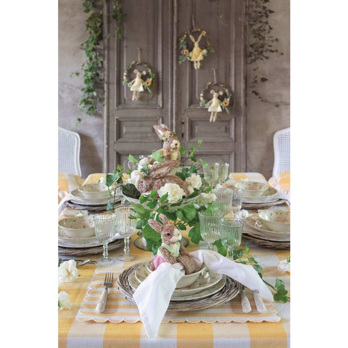 Tovaglia a quadri con gala, 170x260 cm. Blanc Mariclò