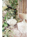 Set 3 barattoli con coperchio, ceramica bianco decoro rose. Blanc Mariclò