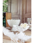 Coppa con piede, ceramica bianco decoro rose. Blanc Mariclò