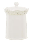 Set 3 barattoli con coperchio, ceramica bianco decoro rose. Blanc Mariclò