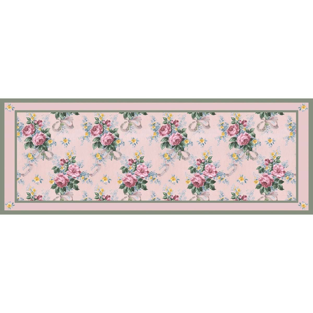 Tappeto in vinile, con rose, 52x140 cm. Blanc Mariclò