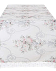 Runner con pizzo e rose, 45x150. Blanc Mariclò