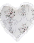 Cuscino a forma di cuore con rose e pizzo, 50x50 cm. Blanc Mariclò
