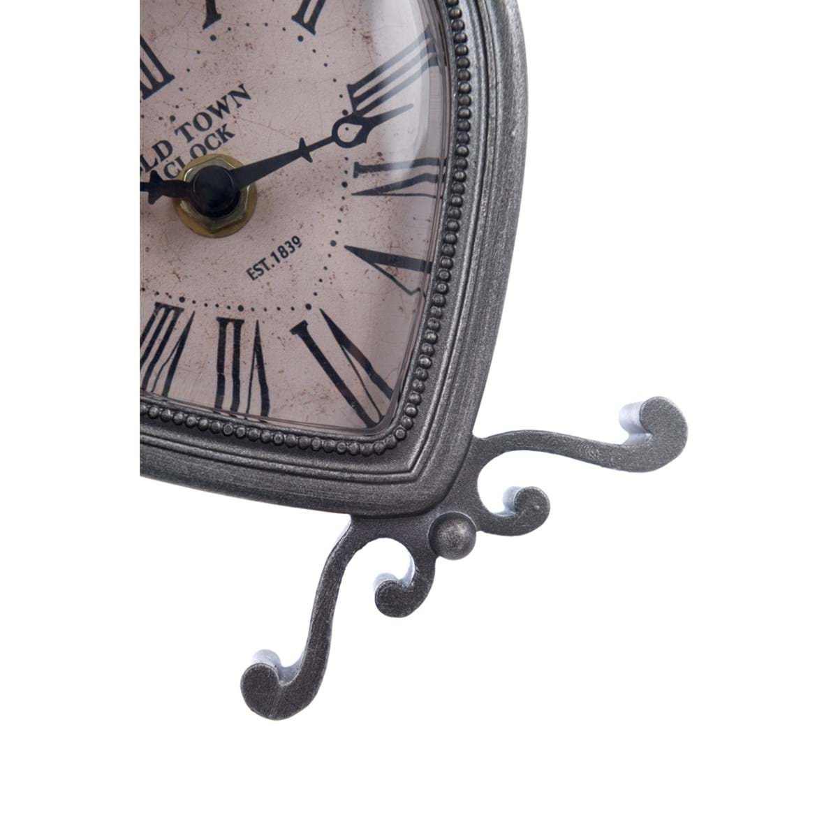 Orologio cuore da tavolo, in peltro e plastica, colore grigio. Blanc Mariclò