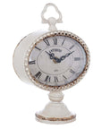 Orologio da tavolo, in peltro, colore bianco anticato. Blanc Mariclò