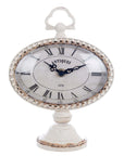 Orologio da tavolo, in peltro, colore bianco anticato. Blanc Mariclò
