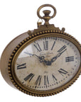 Orologio ovale da appendere, in peltro e plastica, colore marrone bronzato. Blanc Mariclò