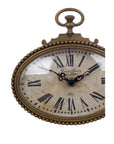 Orologio ovale da appendere, in peltro e plastica, colore marrone bronzato. Blanc Mariclò
