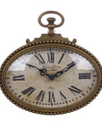 Orologio ovale da appendere, in peltro e plastica, colore marrone bronzato. Blanc Mariclò