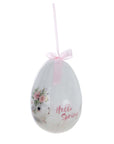Decoro Uova di Pasqua coniglio e fiori rosa, misura grande, in polyfoam. Blanc Mariclò