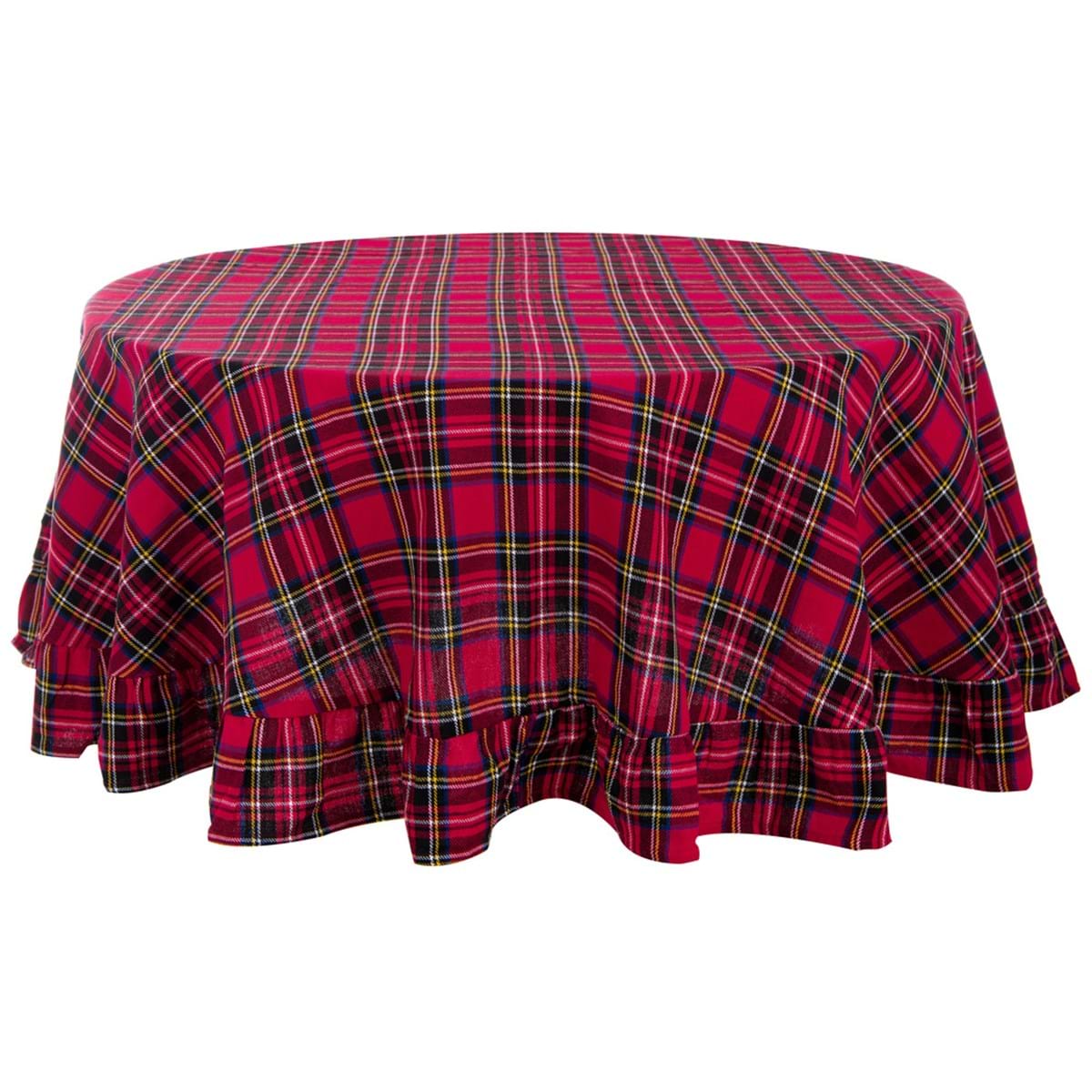 Tovaglia tartan tonda con gala. Blanc Mariclò