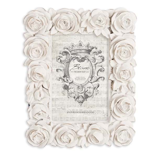Portafoto effetto anticato rose, misura media. Blanc Mariclò