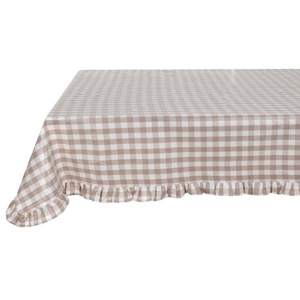 Tovaglia cerata con gala, a quadri beige, 160x230 cm. Blanc Mariclò