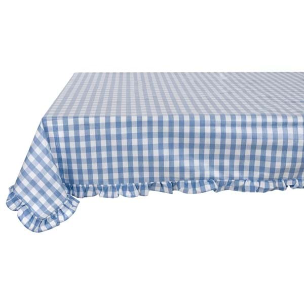 Tovaglia cerata con gala, a quadri celeste, 160x230 cm. Blanc Mariclò
