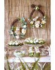 Decoro Ghirlanda con coniglio e fiori. Blanc Mariclò