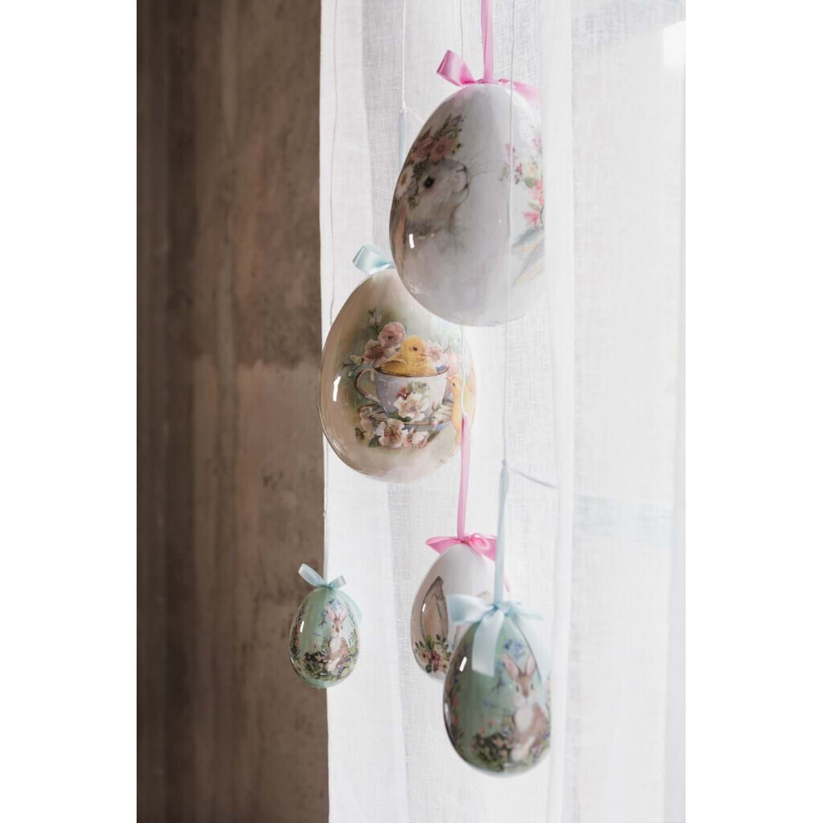 Decoro Uova di Pasqua canarini misura piccola, in polyfoam. Blanc Mariclò
