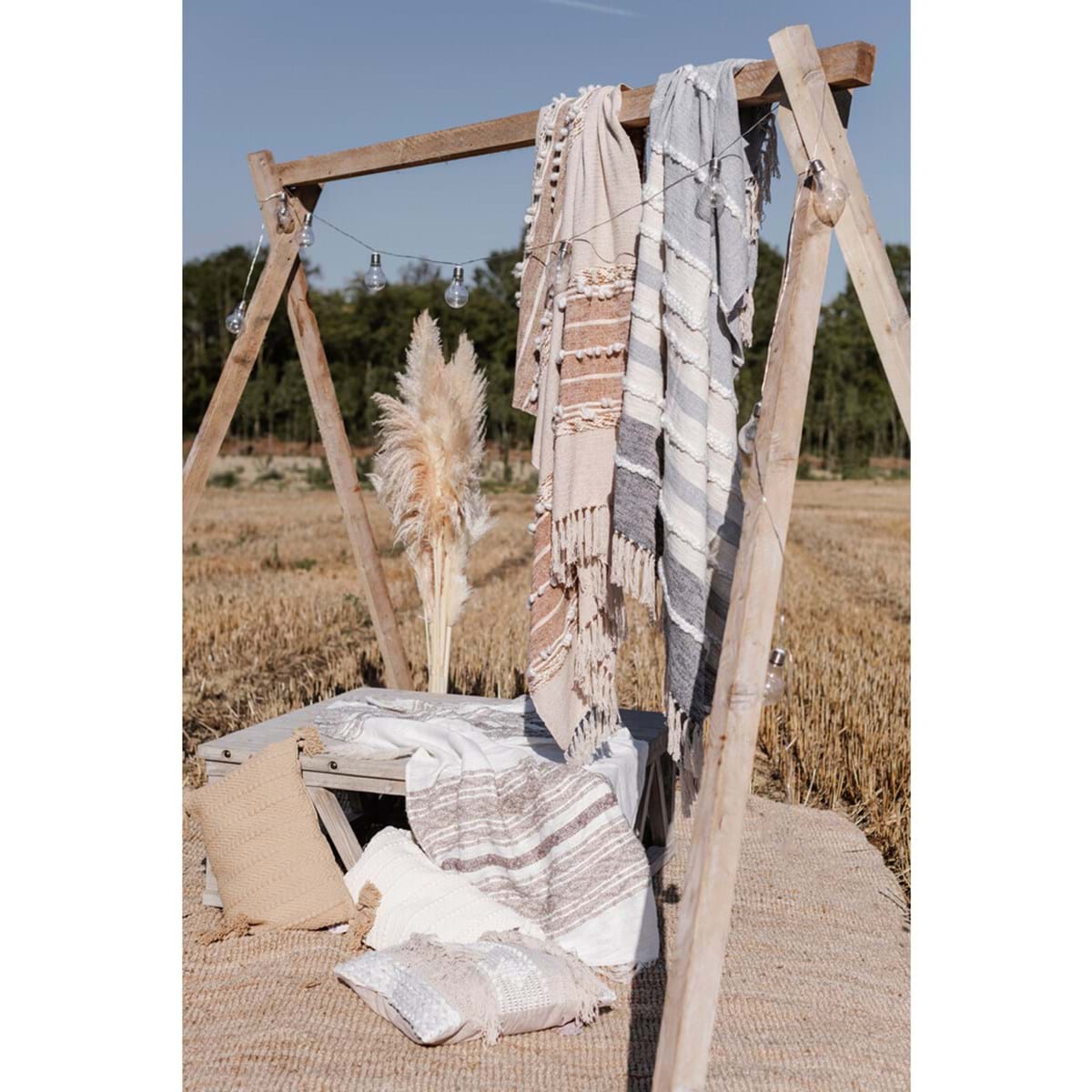 Plaid/copritutto, linea Eclectic day, colore grigio. Blanc Mariclò