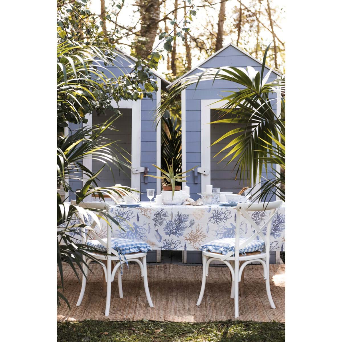Tovaglia cerata, disegno marino Linea Summer in love, 140x240 cm. Blanc Mariclò
