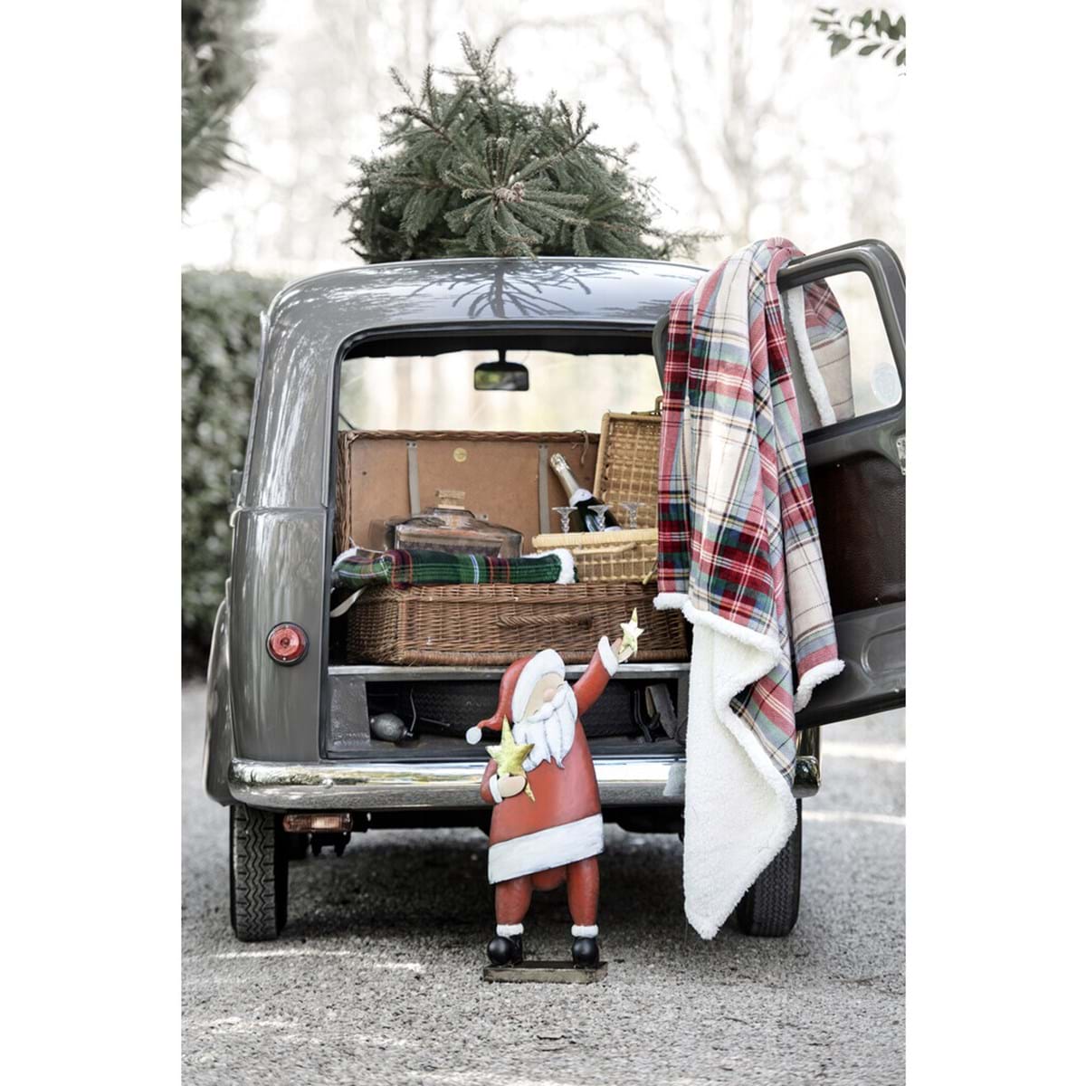 Plaid sherpa, Linea Christmas Tartan, fantasia tartan 140x170 cm. Blanc Mariclò