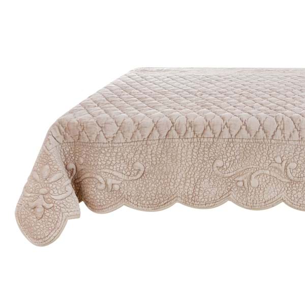 Copritavolo Boutis velluto beige. Blanc Mariclò