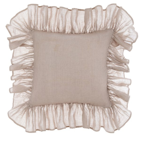 Cuscino con gale Linea Dentelle, colore ecrù, 45x45 cm. Blanc Mariclò