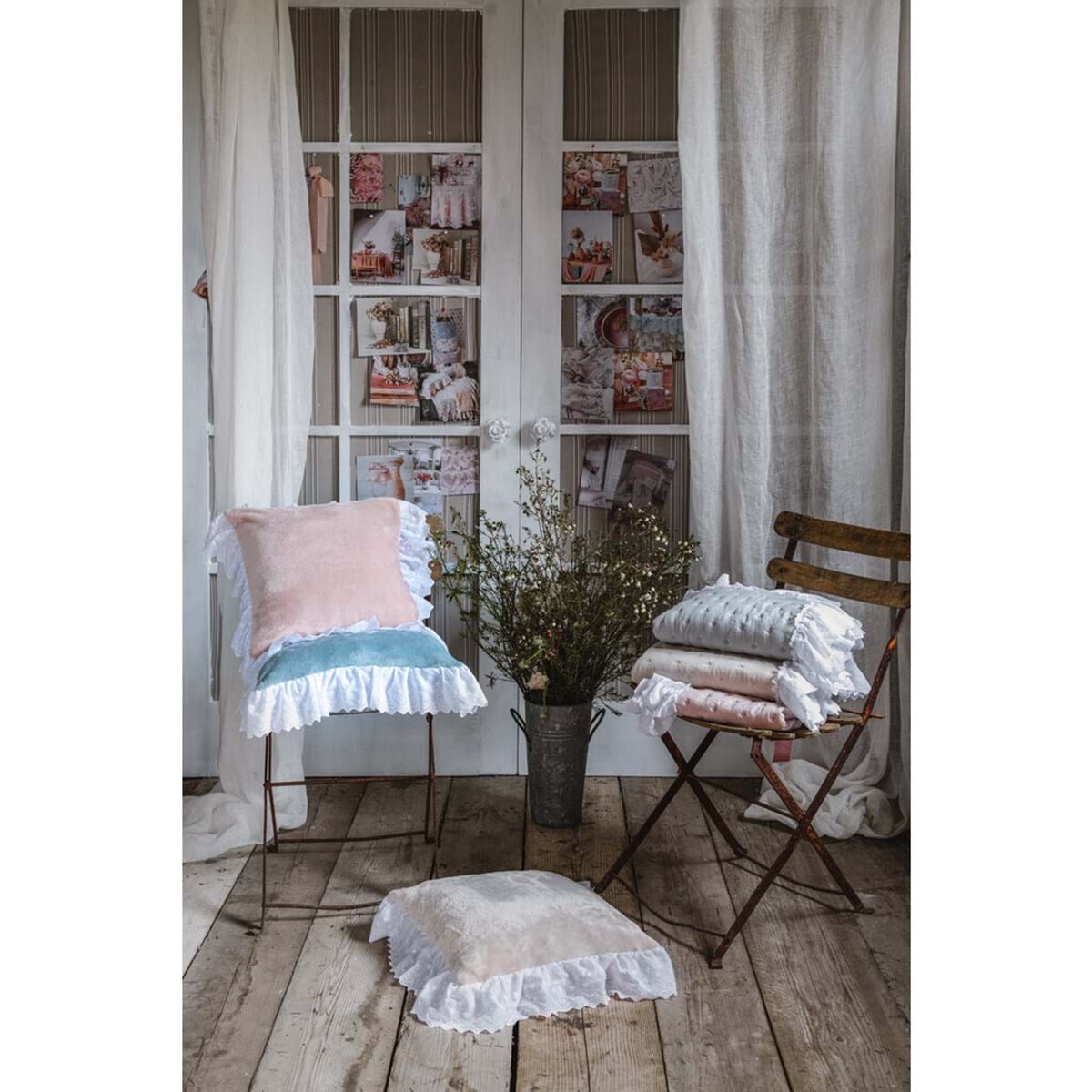 Cuscino con pizzo Sangallo, 3 colori assortiti. Blanc Mariclò