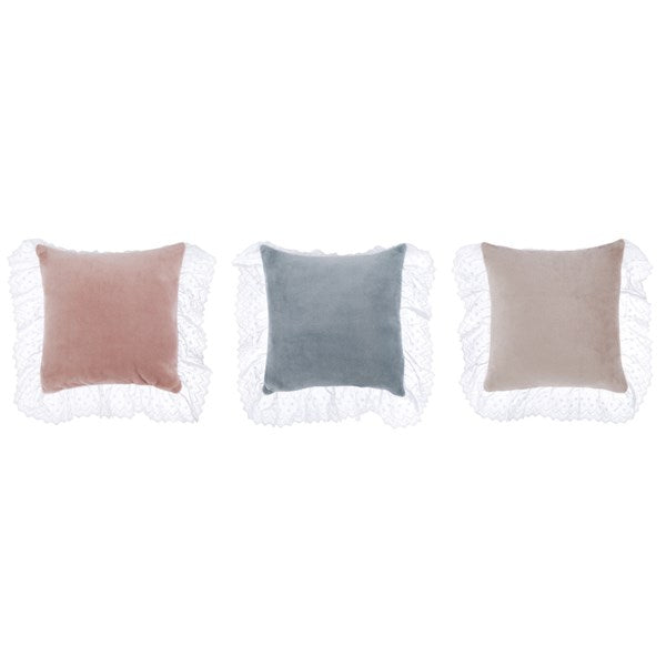 Cuscino con pizzo Sangallo, 3 colori assortiti. Blanc Mariclò