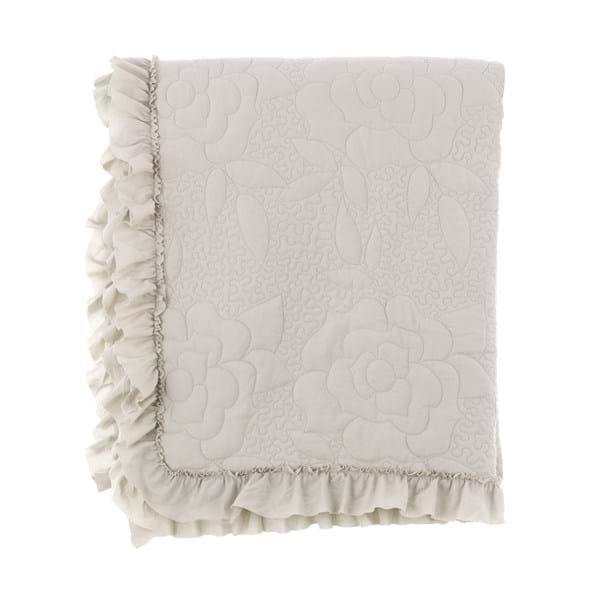 Trapunta matrimoniale con 2 copriguanciali e con gala, Linea Camelia, tinta unita beige. Blanc Mariclò