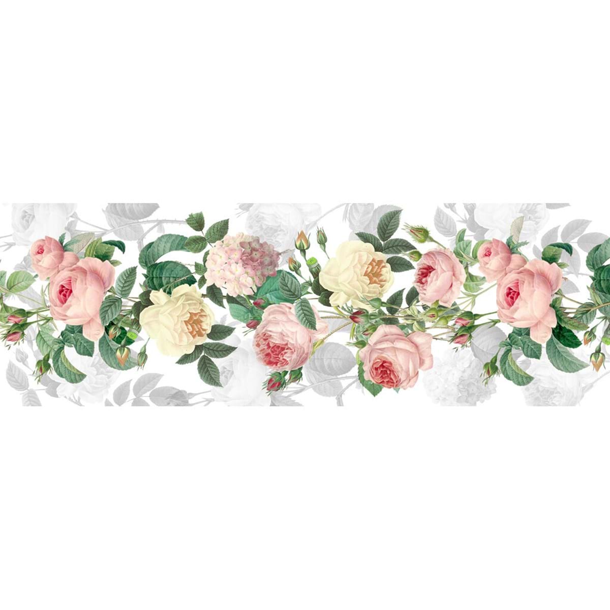 Runner con rose e gala, 50x150 cm. Blanc Mariclò
