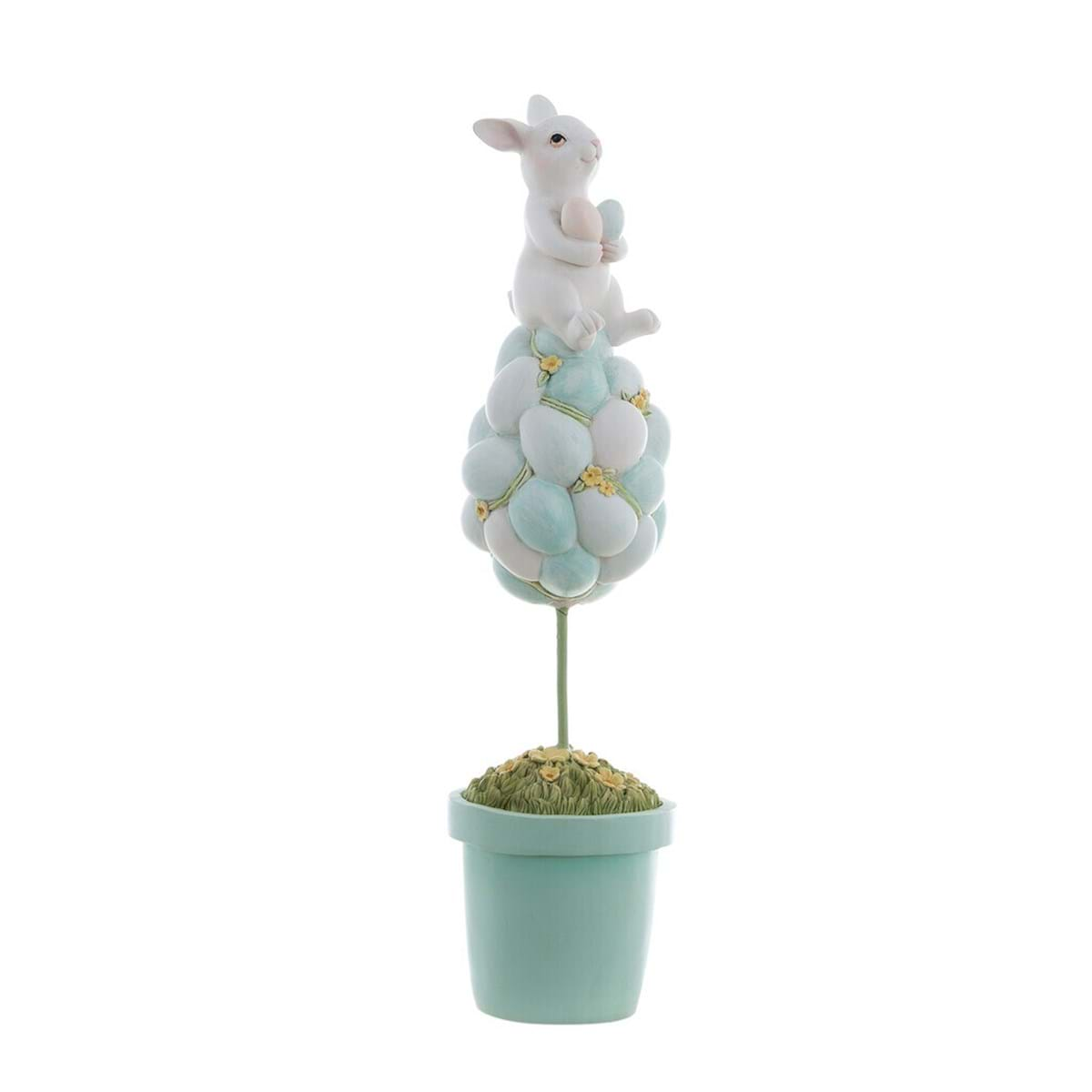 Decoro alberello di Pasqua con coniglietto, 3 decori assortiti. Blanc Mariclò