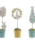 Decoro alberello di Pasqua con coniglietto, 3 decori assortiti. Blanc Mariclò