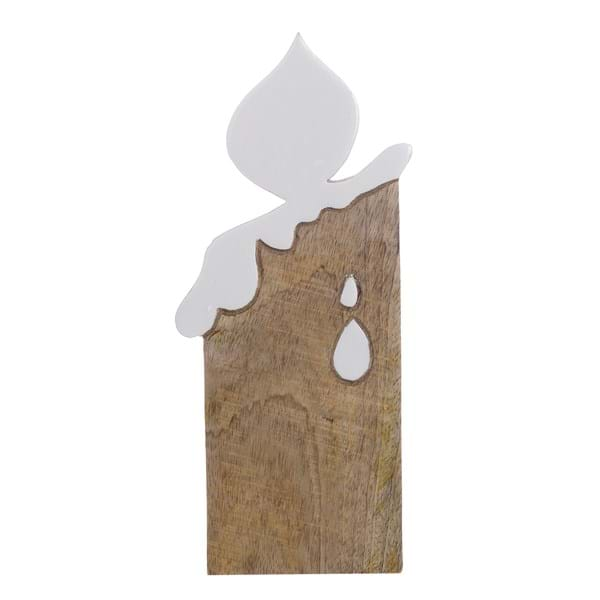 Decoro Candela, misura grande, in legno, 13x2x28 cm. Blanc Mariclò