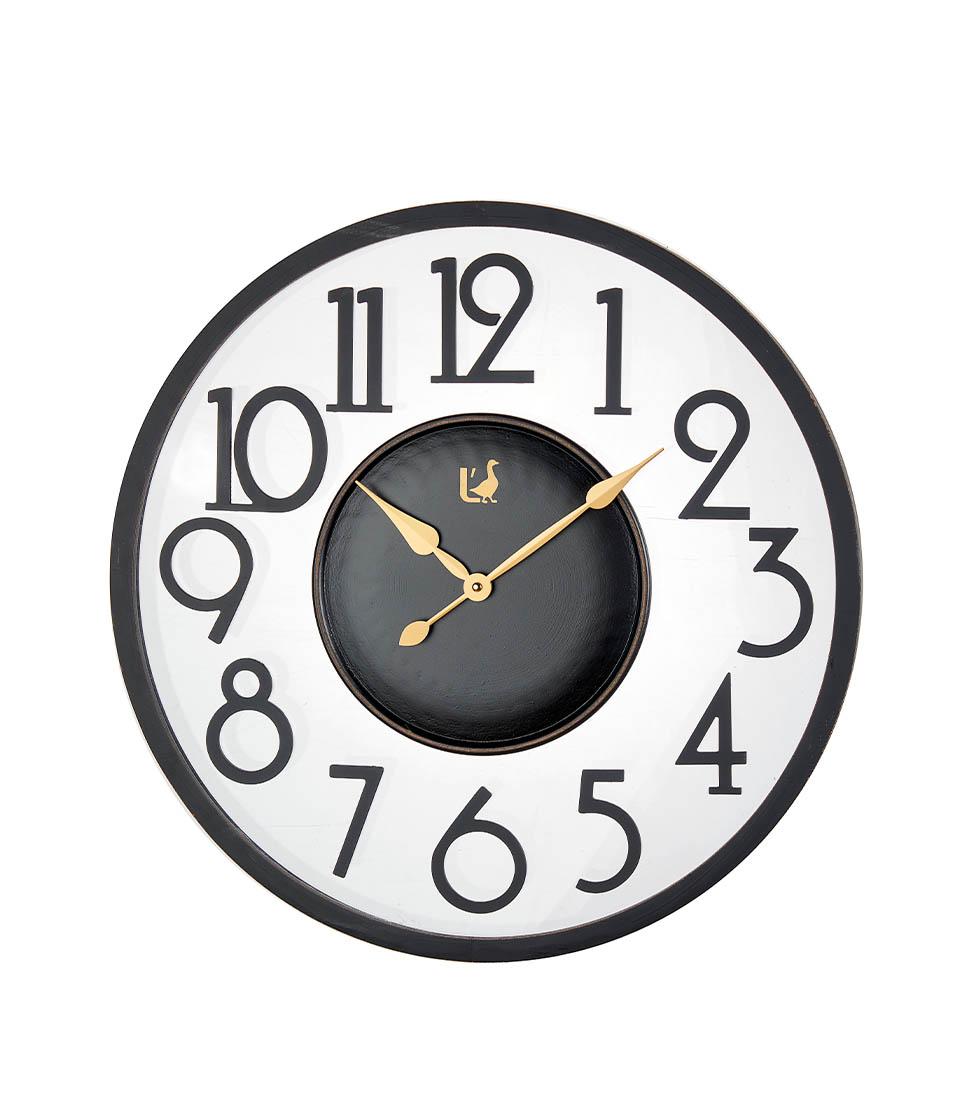 Orologio Parete legno e vetro, colore nero e oro. L'oca nera