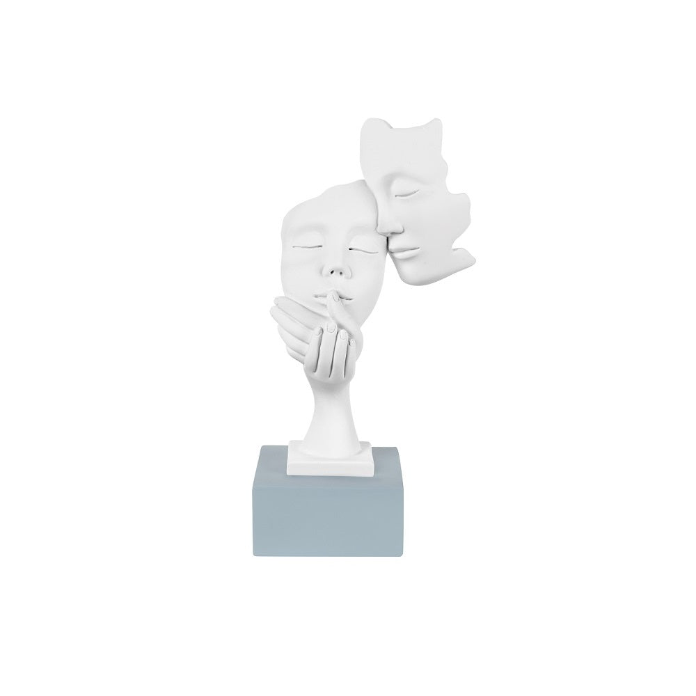 Scultura coppia face, H. 20 cm., bianco base carta da zucchero. Bongelli